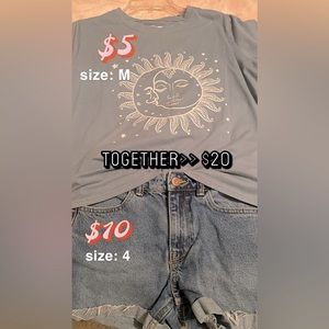 Romwe Womens size M Sun Shirt — Jean Shorts size 4